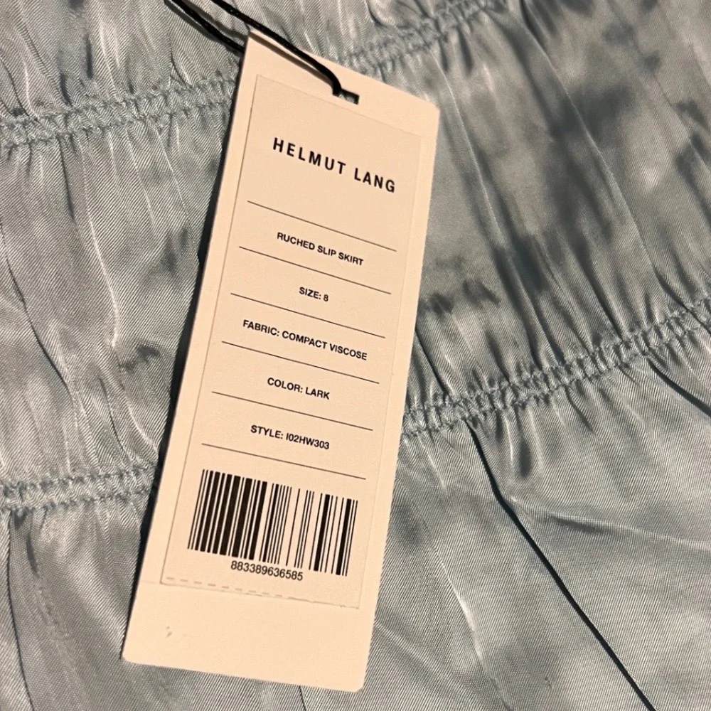 Helmut Lang Ruched Baby Blue Slip‎ Skirt NWT Size 6 $435